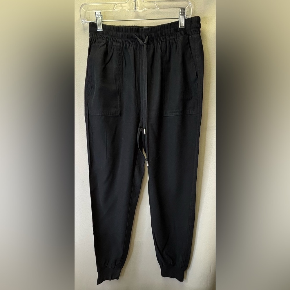 ALYA Black Drawstring Cargo Joggers Pants Size Medium